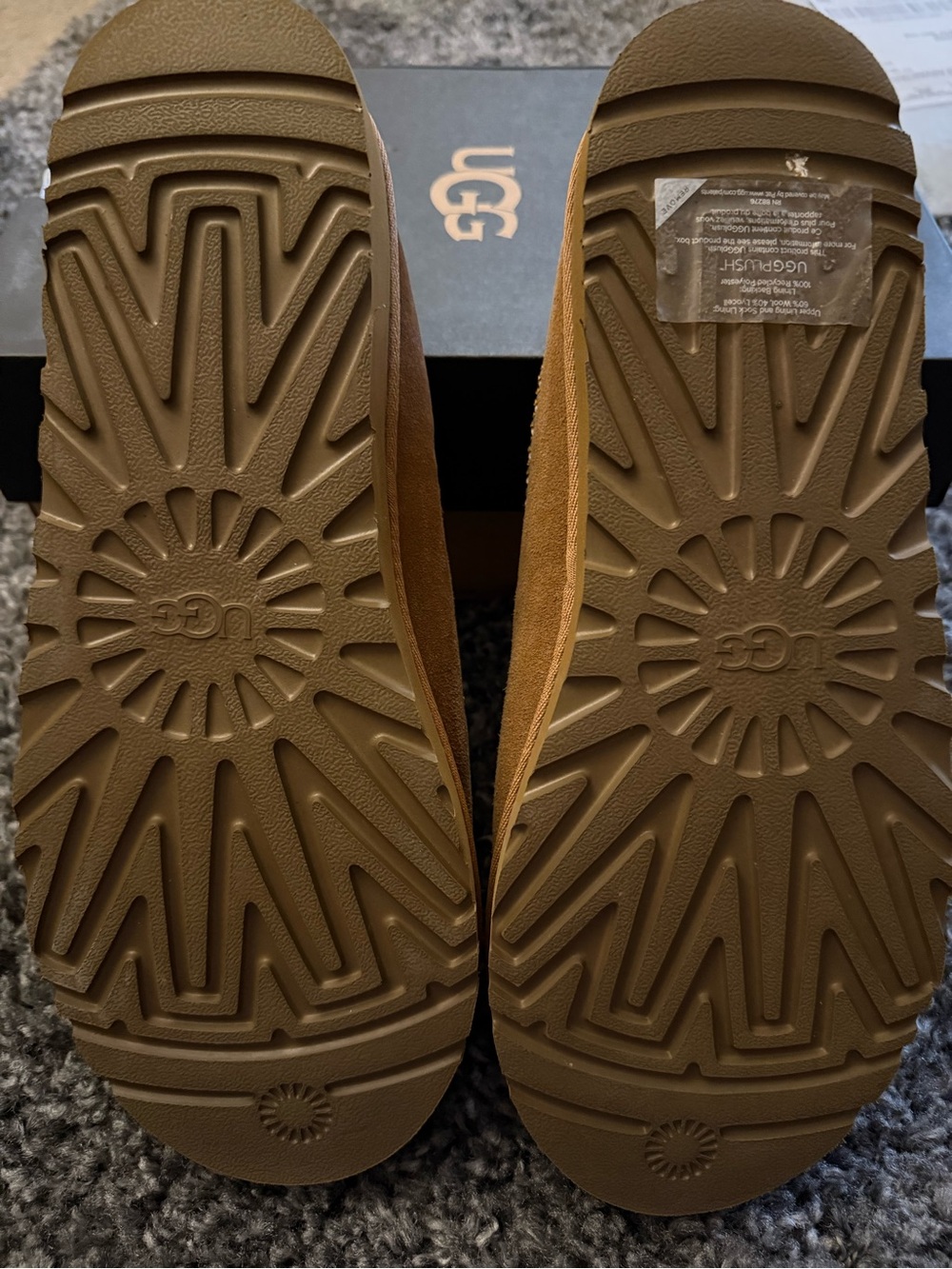 UGG Chestnut Brown Suede Slip-On Slippers - Picture 2 of 3